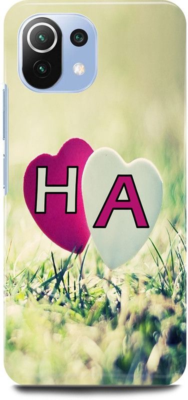 JUGGA Back Cover for Mi 11 Lite, H LOVES A NAME,H NAME, A LETTER, ALPHABET,H LOVE A NAME  (Green, Hard Case, Pack of: 1)