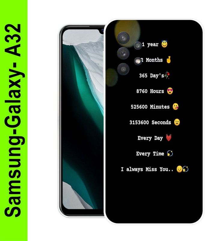 MNK STYLE Back Cover for Samsung-Galaxy-A32  (Black, White, Silicon, Pack of: 1)