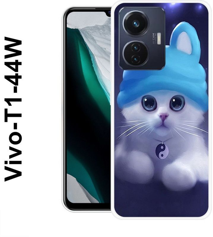 KLC Back Cover for Vivo T1 44W  (Blue, White, Grip Case, Silicon)