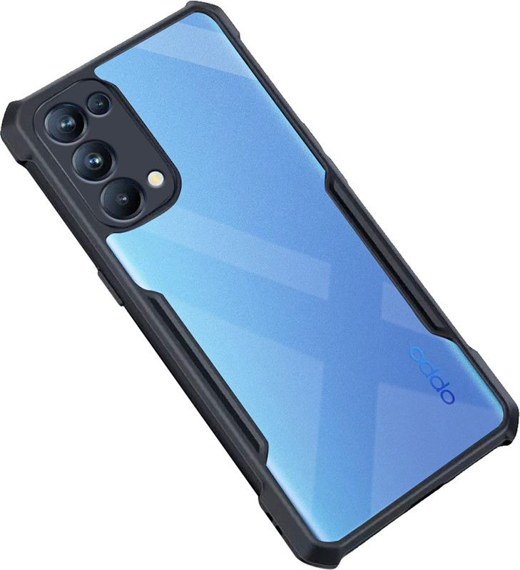 Nainz Back Cover for Oppo Reno 5 Pro  (Black, Transparent, Shock Proof, Pack of: 1)