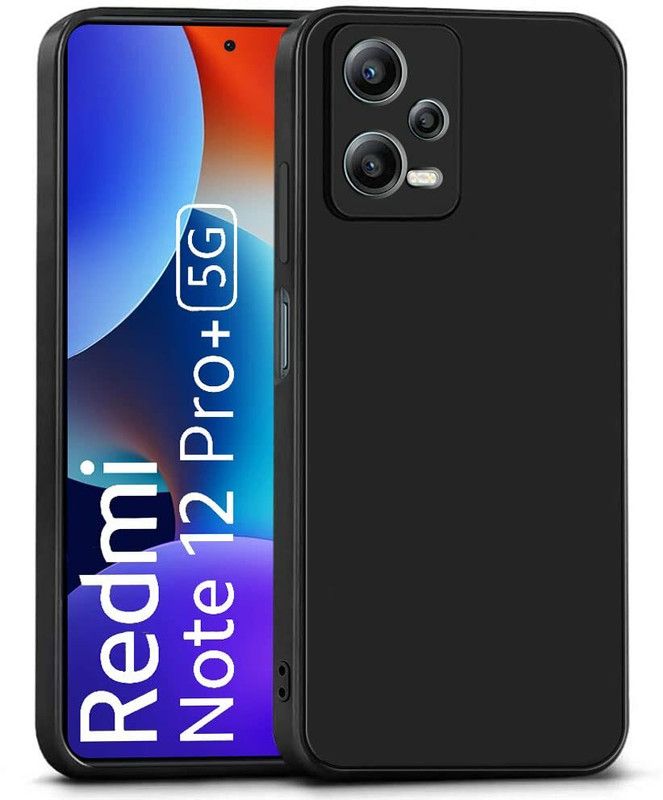 S-Softline Back Cover for Redmi Note 12 Pro Plus 5G, inner Soft Cloth Cushion Lining Flexible Rubberised Case  (Black, Pack of: 1)