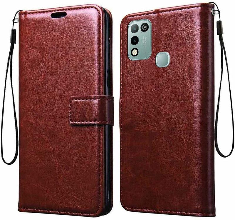 Tingtong Flip Cover for Infinix Hot 10 Play, Infinix Smart 5  (Brown)