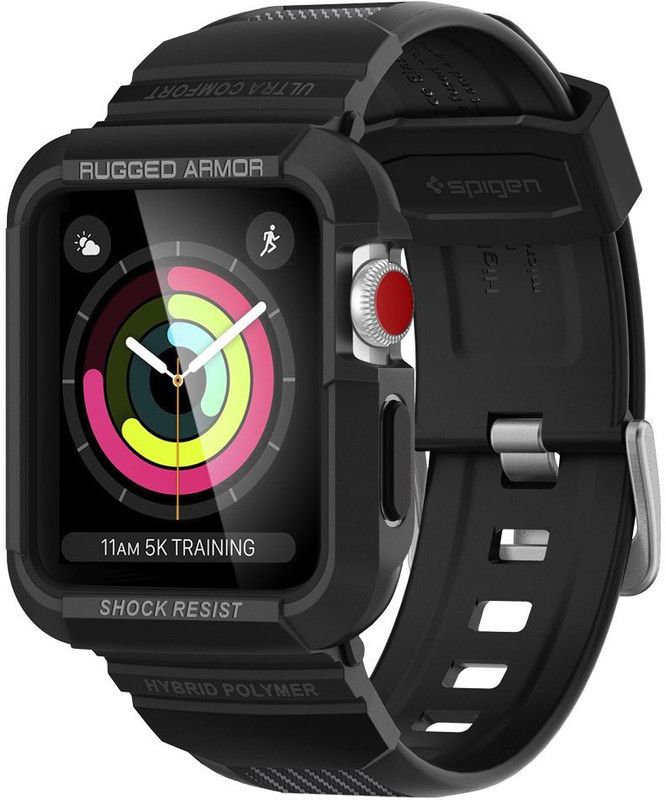 Spigen Rugged Armor Pro Front & Back Case for Apple Watch 1 | 2 | 3 (38mm)  (Black, Rugged Armor, Pack of: 1)