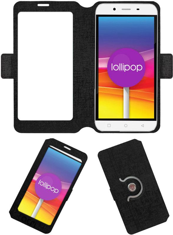 ACM Flip Cover for Micromax Q391 Canvas Doodle 4  (Black, Cases with Holder, Pack of: 1)