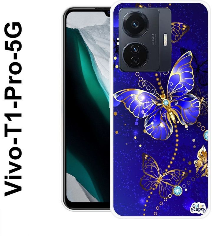 REALKING Back Cover for Vivo T1 Pro 5G  (Blue, Gold, Silicon)