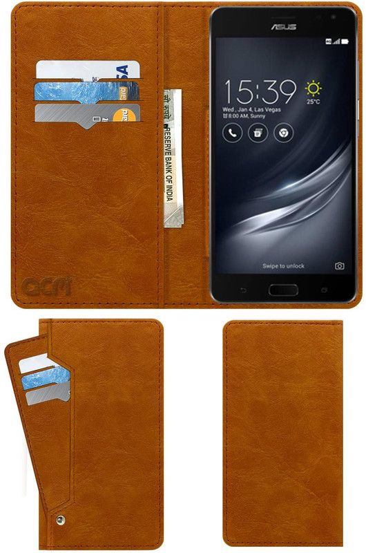ACM Flip Cover for Asus Zenfone Ar  (Gold, Cases with Holder, Pack of: 1)