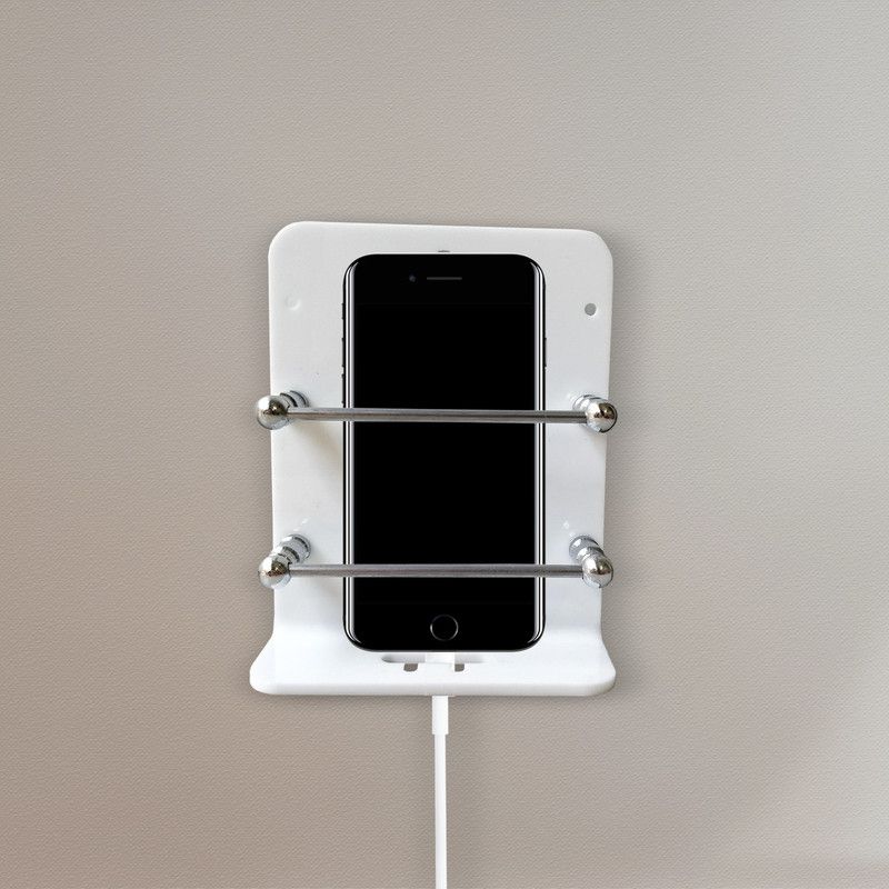 TruTool Acrylic Mobile Phone Charging Stand Holder , AC TV Remote Stand , Compatible with iPhone Smartphone Mini Tablet , Multipurpose Wall Mount Office Bedside Ceramic Wall Mobile Holder