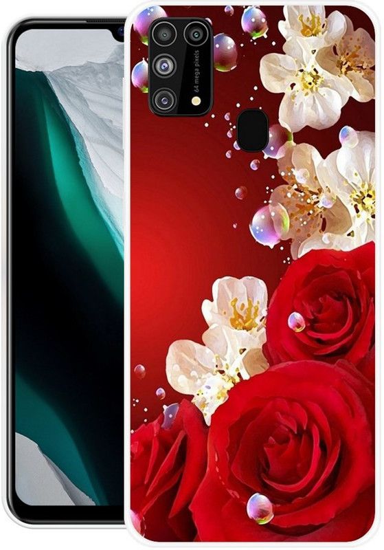 PAEDICON Back Cover for Samsung Galaxy M31 Prime  (Red, White, Grip Case, Silicon, Pack of: 1)