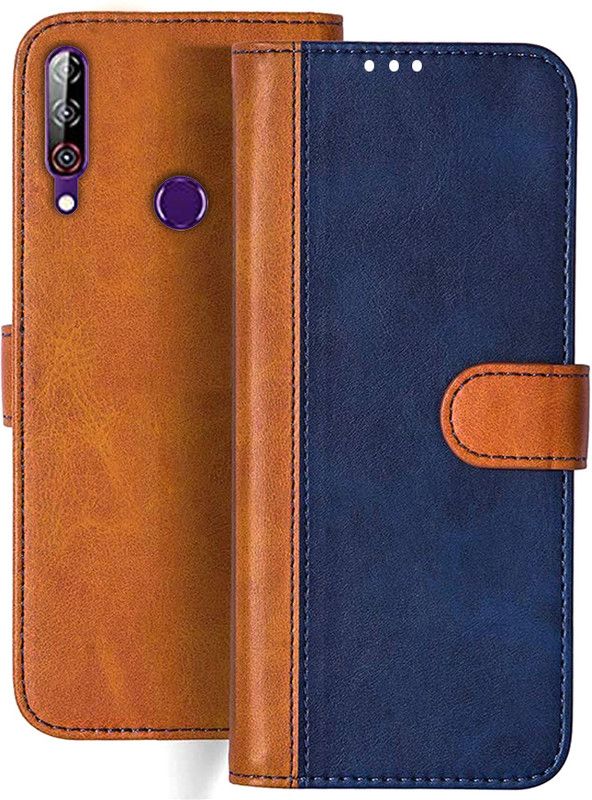 HANIRY Flip Cover for LG W30 Pro flip cover | LMX600IM flip cover | Blue, Brown Design  (Blue, Magnetic Case, Pack of: 1)