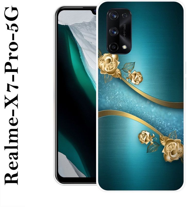 REALKING Back Cover for Realme X7 Pro 5G  (Blue, Gold, Grip Case, Silicon)