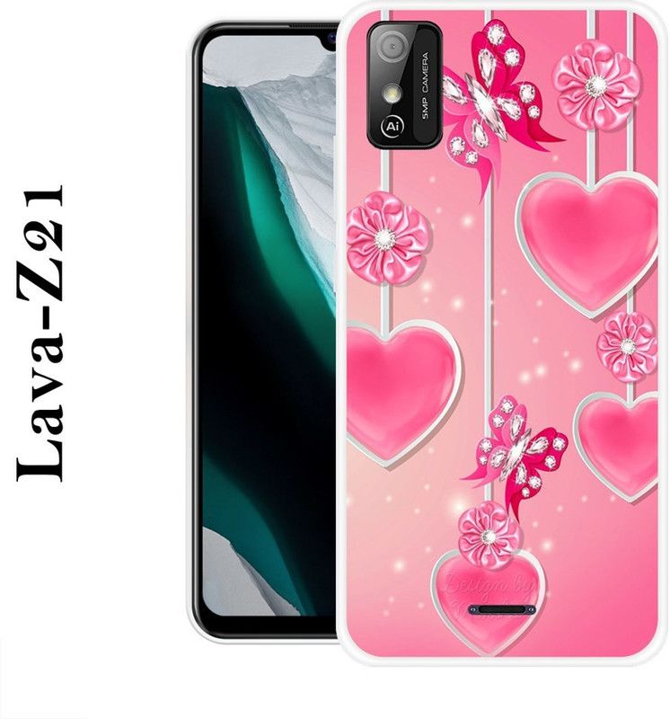 SHIVKUDI Back Cover for Lava Z21  (Pink, White, Grip Case, Silicon)