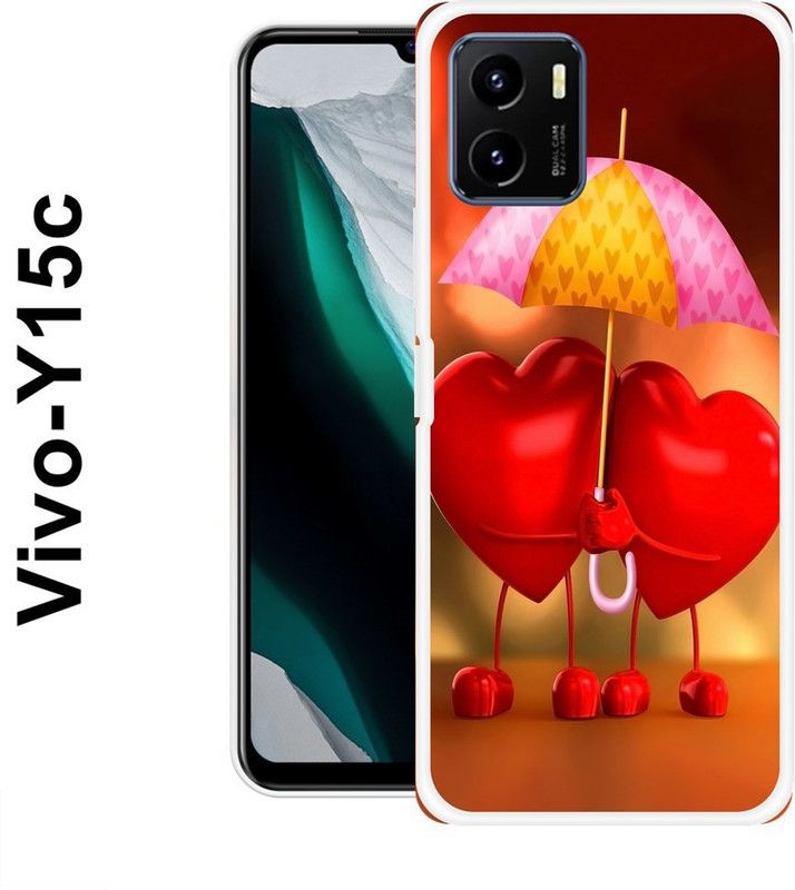 INDIALAND Back Cover for Vivo Y15c  (Red, Silicon)