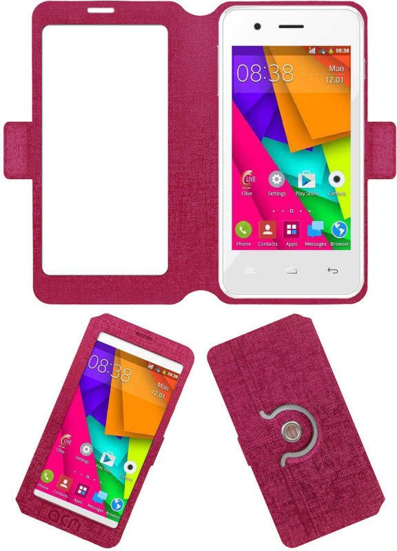 ACM Flip Cover for Celkon A406  (Pink, Cases with Holder)