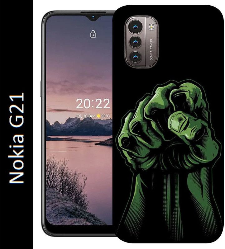 mitzvah Back Cover for Nokia G21  (Black, Green, Grip Case, Silicon, Pack of: 1)