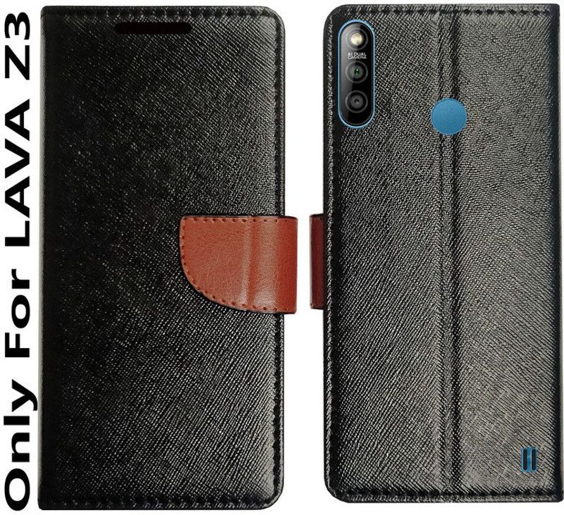 MyFlips Wallet Case Cover for Lava Z3  (Black, Magnetic Case, Pack of: 1)
