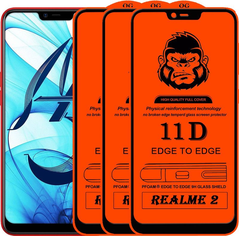 FIVE-O Edge To Edge Tempered Glass for Realme 2  (Pack of 3)