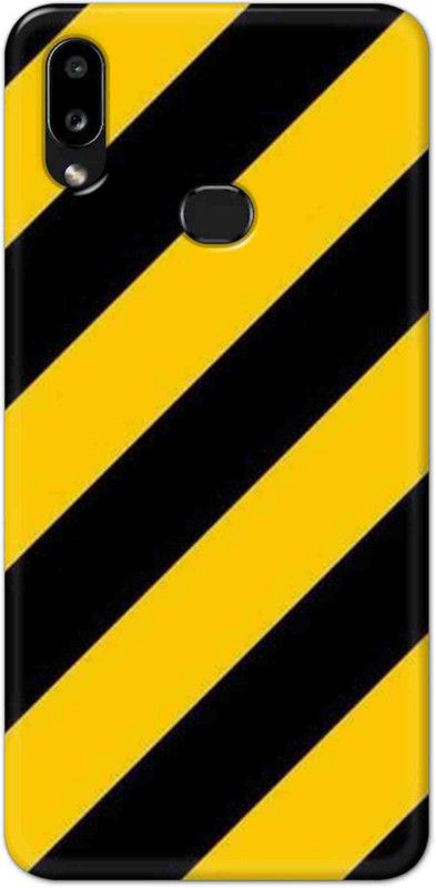 NDCOM Back Cover for Samsung Galaxy M01S Yellow Black Stripe Printed  (Multicolor, Hard Case, Pack of: 1)
