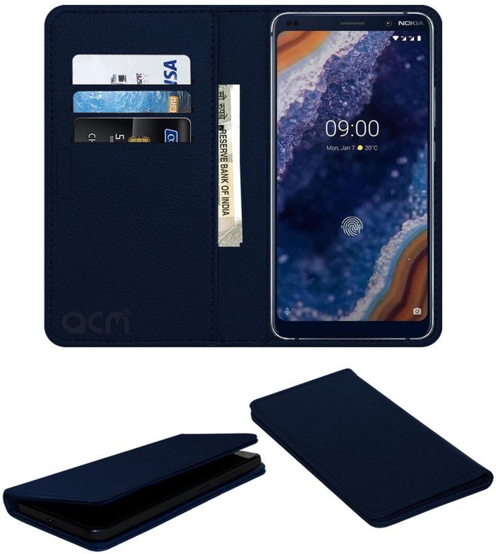 ACM Flip Cover for Nokia 9  (Blue, Cases with Holder, Pack of: 1)