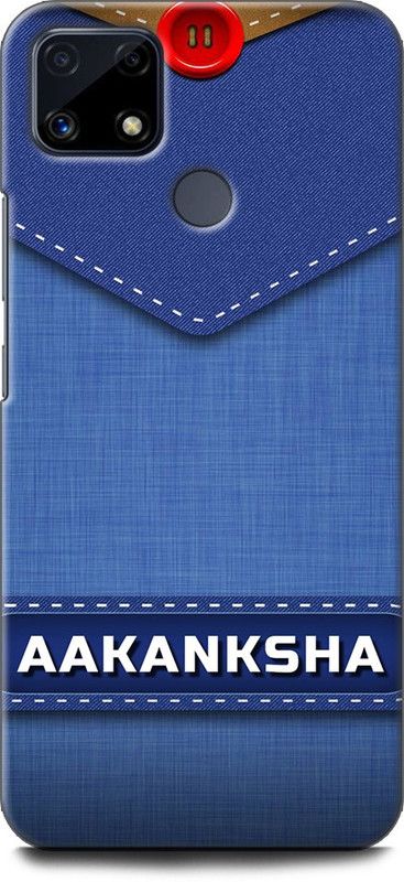 WallCraft Back Cover for Realme C25, RMX3193 AAKANKSHA NAME, A, LETTER, BLUE, JEANS, ALPHABET, DESIGN  (Multicolor, Dual Protection, Pack of: 1)
