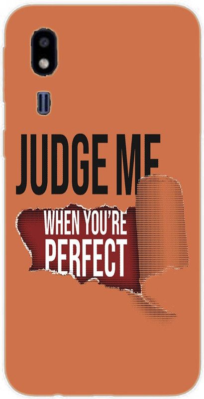 METOO Back Cover for Samsung A2 Core, Judge Me, Text Design Printed Back Cover Print : 155  (Multicolor, Dual Protection, Silicon)