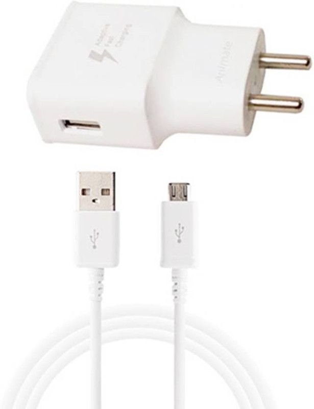 buddyway NA 2.4 A Multiport Mobile DUAL PORT 2.4AMP FAST CHARGER WITH USB CABLE SUPPORTS ALL ANDROID PHONES - TYPE A Charger with Detachable Cable  (White)