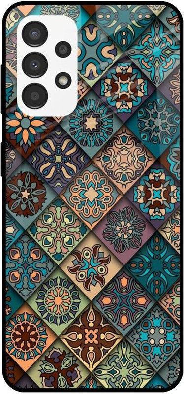QRIOH Glass Back Cover for Samsung Galaxy A13  (Multicolor, Grip Case, Silicon, Pack of: 1)