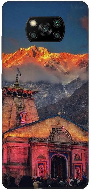 UMPRINT Back Cover for Poco X3/MZB9965IN Bholenath Kedarnath Temple Printed Back Cover  (Multicolor, Hard Case, Pack of: 1)