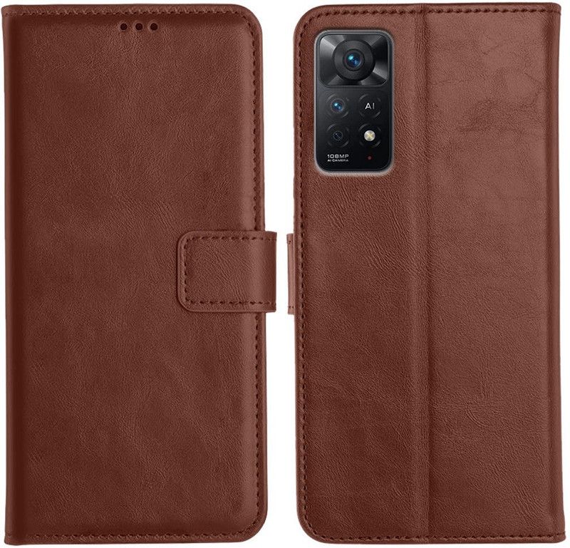 Accesorios Flip Cover for Redmi Note 11 Pro Plus  (Brown, Dual Protection)