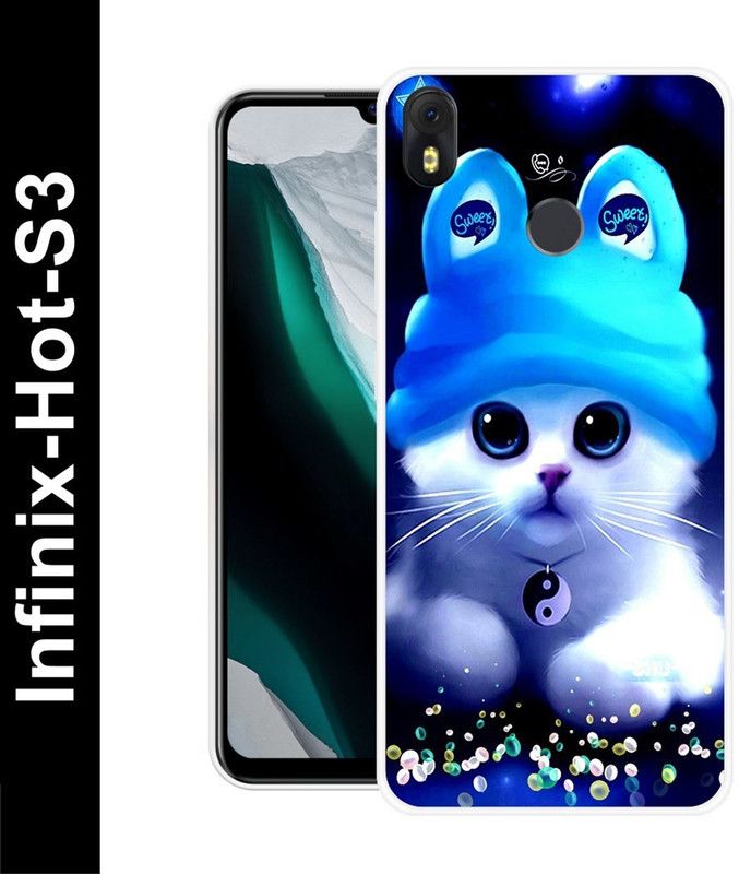Aabra Back Cover for Infinix Hot S3  (Blue, White, Flexible, Silicon, Pack of: 1)