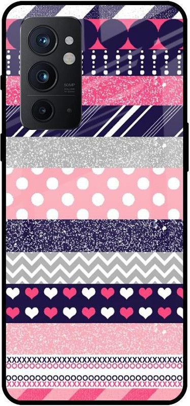 QRIOH Glass Back Cover for OnePlus 9RT  (Multicolor, Grip Case, Silicon, Pack of: 1)