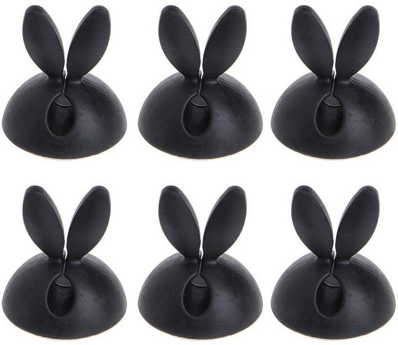 GANSTA Rabbit Shape 6 Pc Wire Clips Cab Cable Drop Clip Cable Protector  (Black)