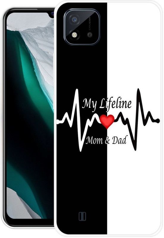 Krtagy Back Cover for Realme C11 2021,Realme C20  (Black, White, Dual Protection, Silicon, Pack of: 1)