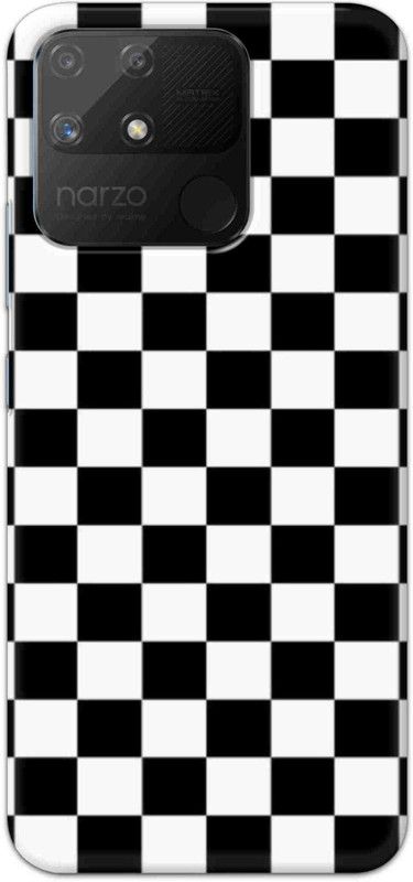NDCOM Back Cover for Realme Narzo 50A Black And White Color Blocks Printed  (Multicolor, Hard Case, Pack of: 1)