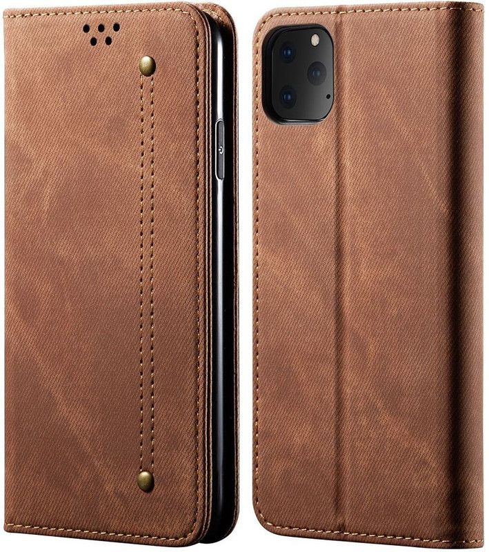 Pure Color Wallet Case Cover for Apple iPhone 11 PRO (5.8)  (Brown, Magnetic Case, Pack of: 1)