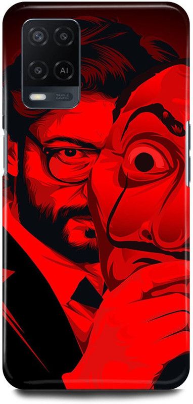 FRONK Back Cover for OPPO A54, CPH2239, MONEY, HEIST, WEB, SERIES, MASK, PROFESSOR  (Red, Hard Case, Pack of: 1)
