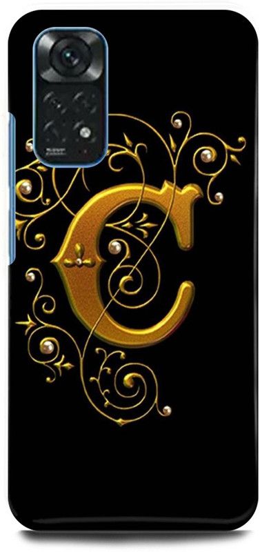 FIKORA Back Cover for Redmi Note 11, C, NAME, LETTER, ALPHABET, GOLD  (Black, Hard Case, Pack of: 1)