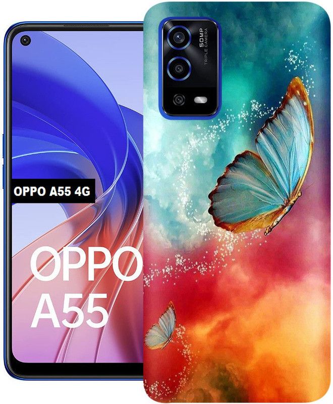 Anami Back Cover for OPPO A55 4G  (Green, Orange, Dual Protection, Silicon, Pack of: 1)