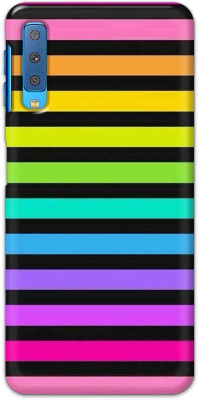 NDCOM Back Cover for Samsung Galaxy A7 2018 Hyper Rainbow Stripes Printed  (Multicolor, Hard Case, Pack of: 1)