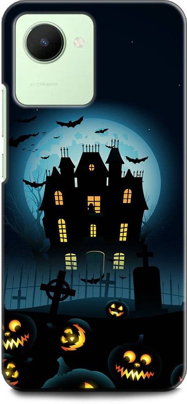WallCraft Back Cover for Realme C30, RMX3581 HELLOWEEN HOUSE, MOON, PUMPKIN, HAUNTED, DARK  (Multicolor, Dual Protection, Pack of: 1)