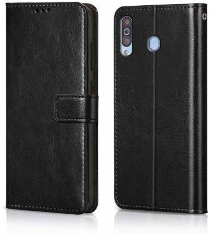 Casely Flip Cover for Samsung Galaxy M30 Flip Cover Leather Magnetic Flip Wallet Case Cover  (Black, Dual Protection, Pack of: 1)