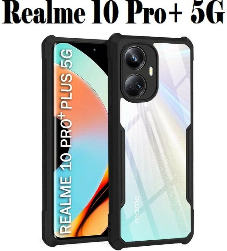Juberous Back Cover for realme 10 Pro+ 5G, realme 10 Pro PLUS  (Black, Transparent, Shock Proof, Pack of: 1)