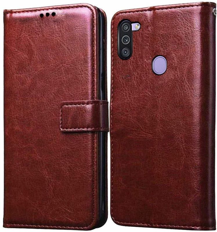 Finaux Flip Cover for Samsung Galaxy M11  (Brown, Pack of: 1)