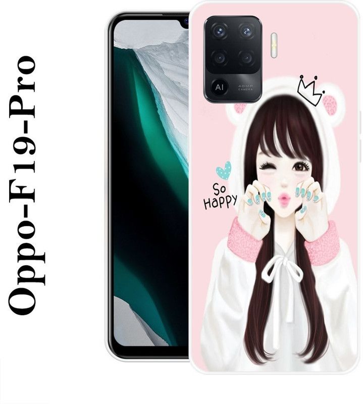 Sswastik Back Cover for Oppo F19 Pro  (Pink, White, Grip Case, Silicon)