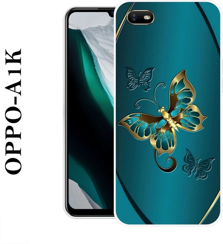 BAGRA Back Cover for Oppo A1K  (Green, Gold, Grip Case, Silicon)