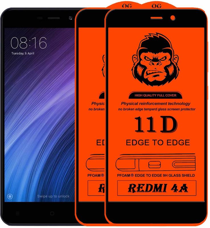 FIVE-O Edge To Edge Tempered Glass for Mi Redmi 4A  (Pack of 2)