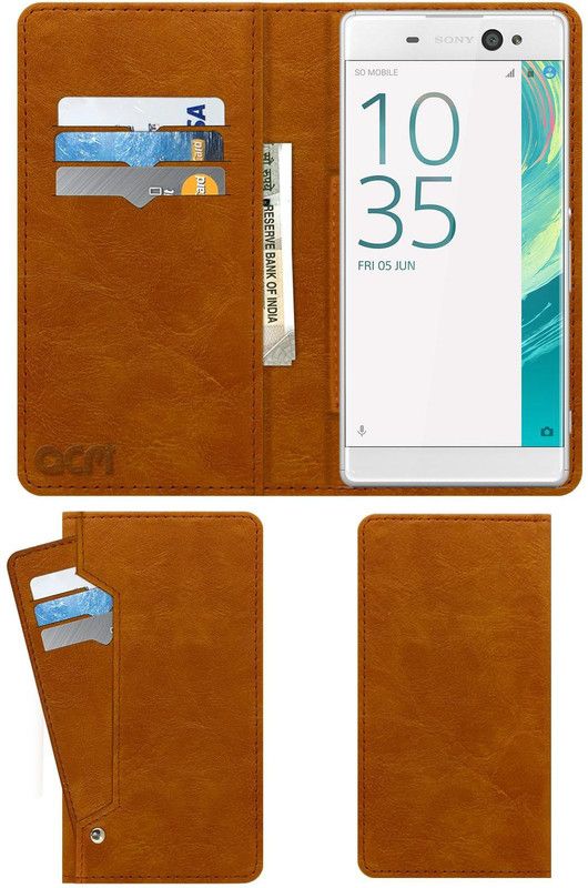 ACM Flip Cover for Sony Xperia Xa Ultra Dual  (Gold, Cases with Holder, Pack of: 1)