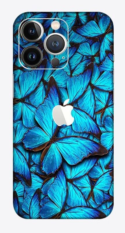 Satisfactory Apple iPhone 13 Pro Max Mobile Skin  (Blue Butterfly Skin With Matte Finish)