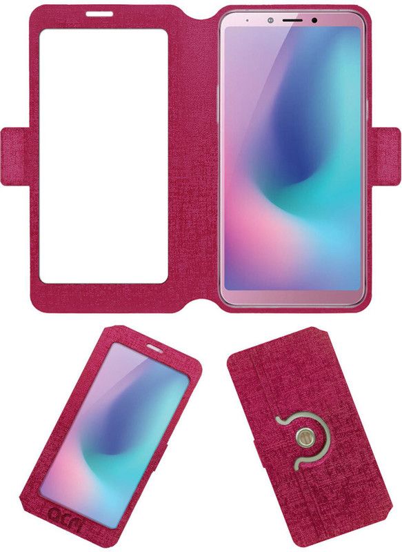 ACM Flip Cover for Samsung Galaxy A6s  (Pink, Cases with Holder, Pack of: 1)