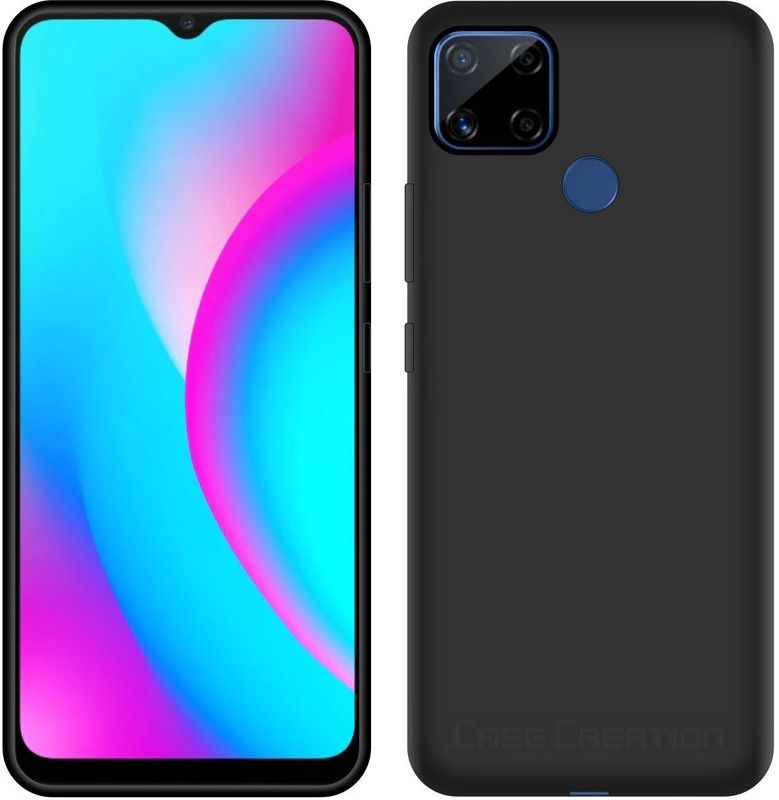 CASE CREATION Back Cover for Realme C12 Phone Case  (Black, Shock Proof, Silicon, Pack of: 1)