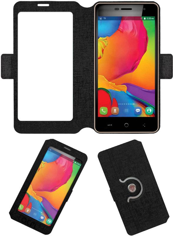 ACM Flip Cover for M-Tech Tez  (Black, Cases with Holder, Pack of: 1)
